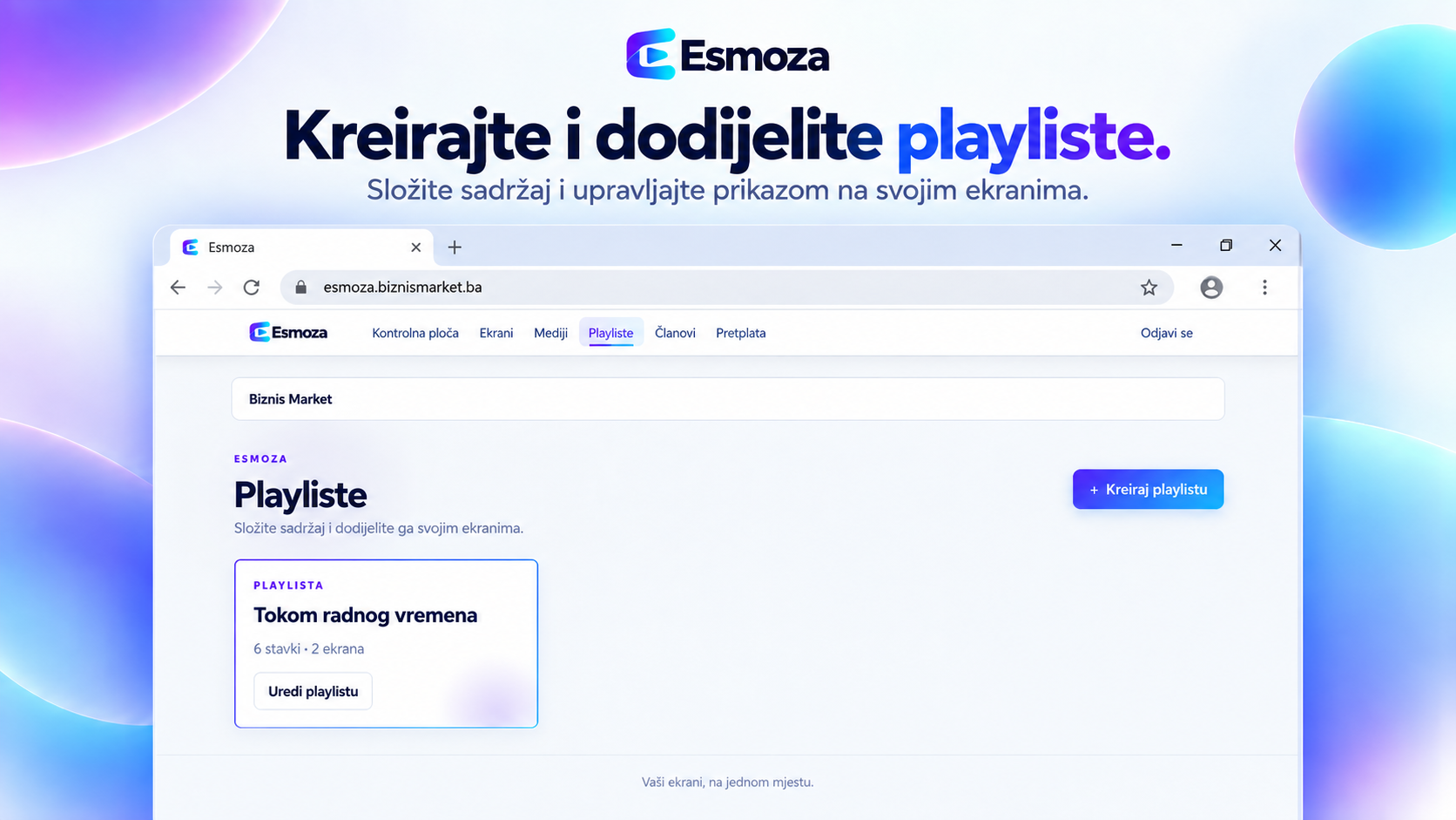 Kreiranje i dodjeljivanje playliste u Esmozi